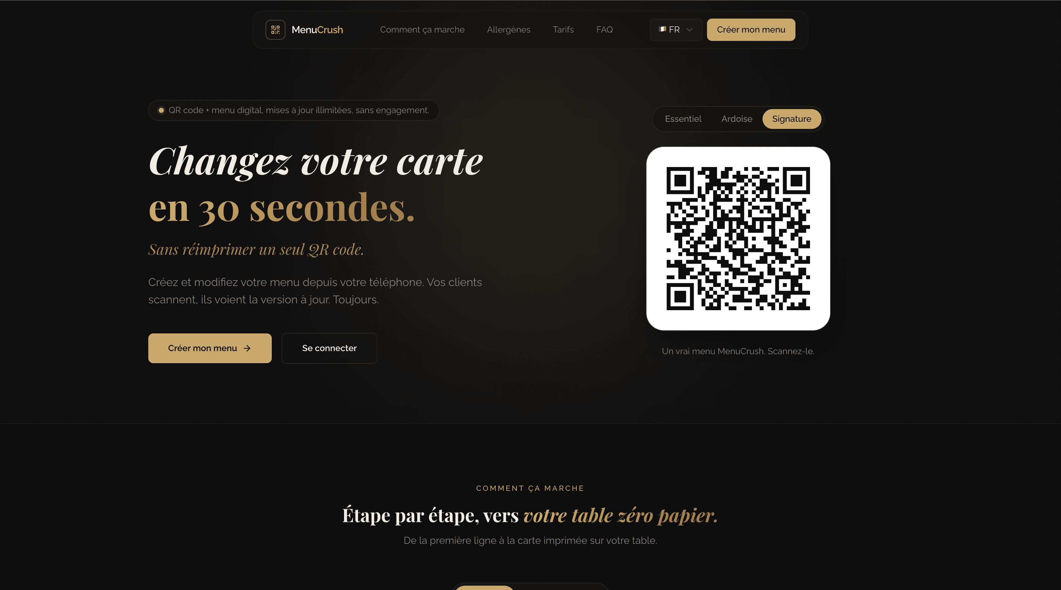 MenuCrush – Menus digitaux, zéro réimpression — screenshot 1